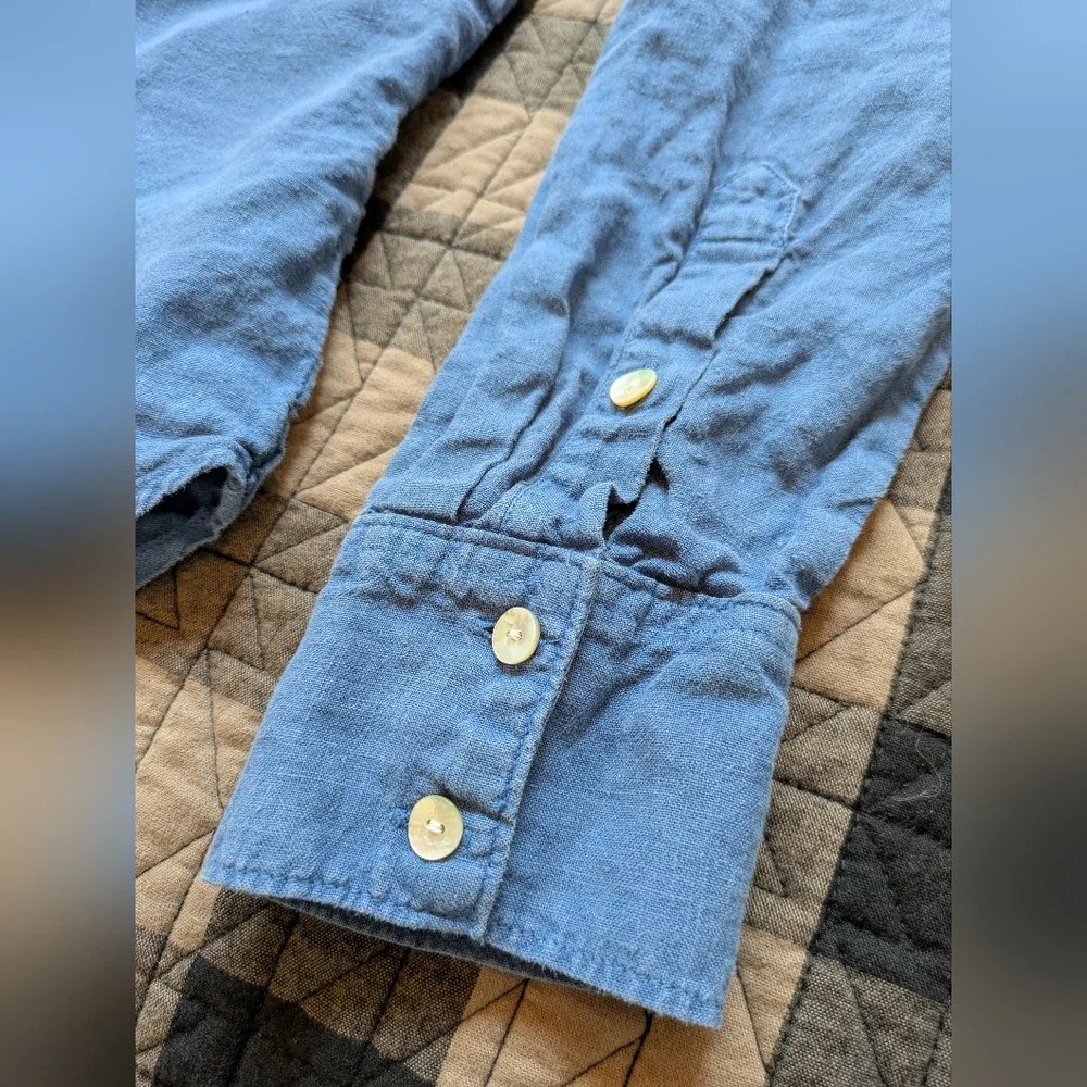 Linen Blue Button Down, S - Picture 9 of 14